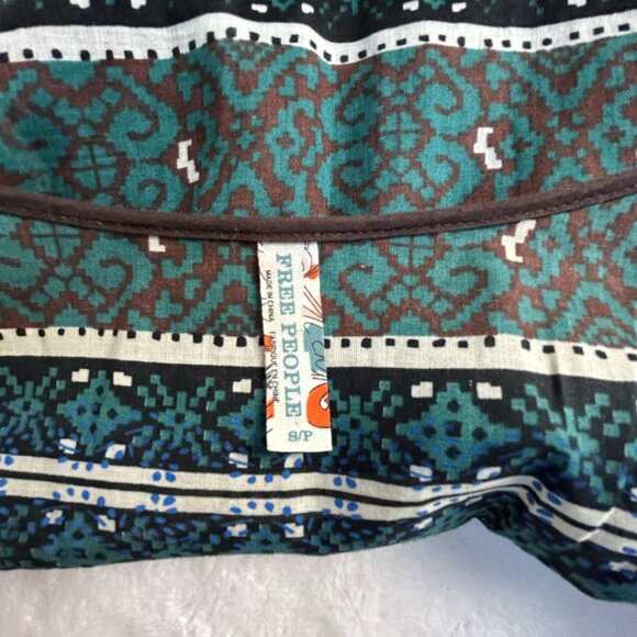 Free People Womens Sweet Poland Tunic Top Small Floral V-Neck Boho Long Sleeve - Picture 3 of 8